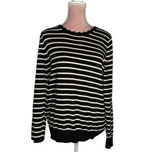 Banana Republic Black and White Striped Knit Top